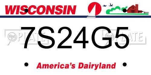 7S24G5 Wisconsin License Plate