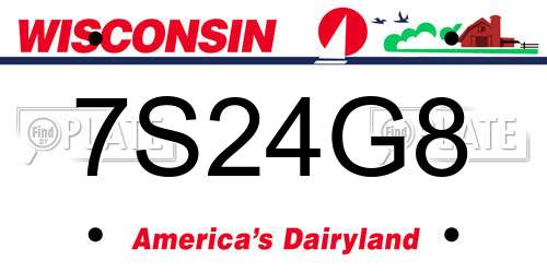 7S24G8 Wisconsin License Plate