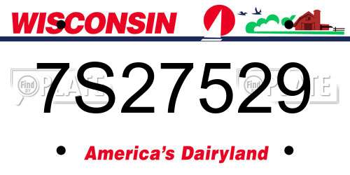 7S27529 Wisconsin License Plate