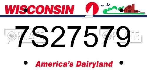 7S27579 Wisconsin License Plate