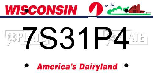 7S31P4 Wisconsin License Plate