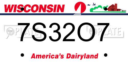 7S32O7 Wisconsin License Plate