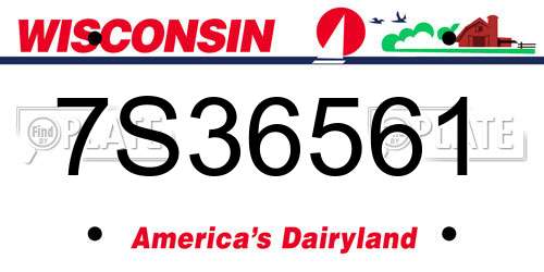 7S36561 Wisconsin License Plate