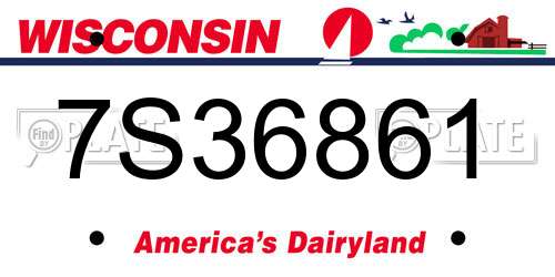 7S36861 Wisconsin License Plate