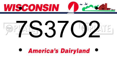 7S37O2 Wisconsin License Plate