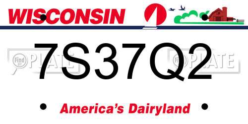 7S37Q2 Wisconsin License Plate