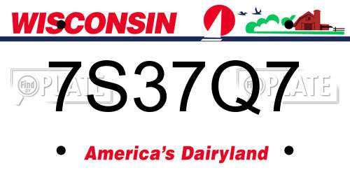 7S37Q7 Wisconsin License Plate