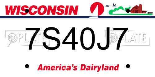 7S40J7 Wisconsin License Plate