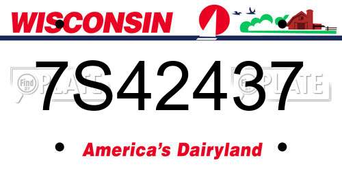 7S42437 Wisconsin License Plate