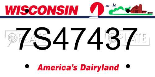 7S47437 Wisconsin License Plate