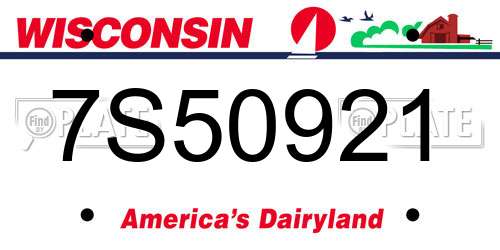 7S50921 Wisconsin License Plate