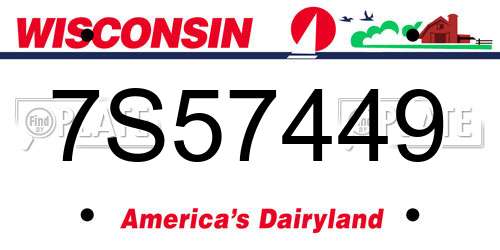 7S57449 Wisconsin License Plate