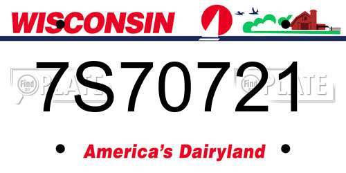 7S70721 Wisconsin License Plate