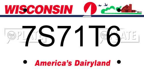 7S71T6 Wisconsin License Plate