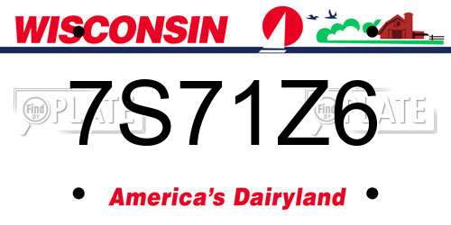 7S71Z6 Wisconsin License Plate