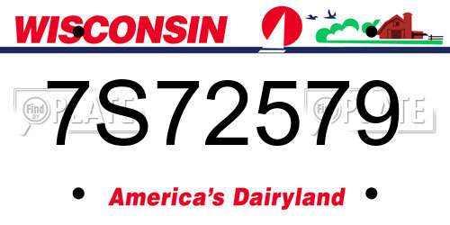 7S72579 Wisconsin License Plate