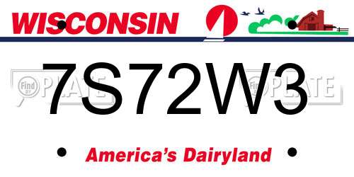 7S72W3 Wisconsin License Plate