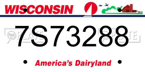 7S73288 Wisconsin License Plate
