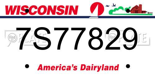 7S77829 Wisconsin License Plate