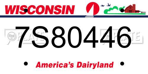 7S80446 Wisconsin License Plate