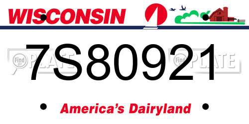 7S80921 Wisconsin License Plate