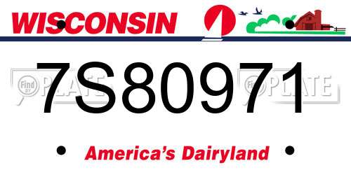7S80971 Wisconsin License Plate