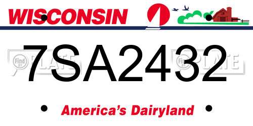 7SA2432 Wisconsin License Plate