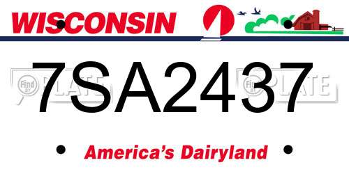 7SA2437 Wisconsin License Plate