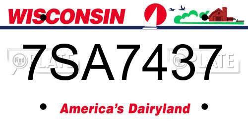7SA7437 Wisconsin License Plate