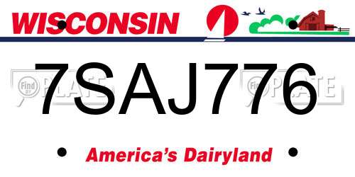 7SAJ776 Wisconsin License Plate
