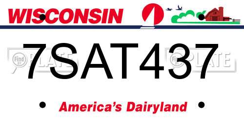 7SAT437 Wisconsin License Plate