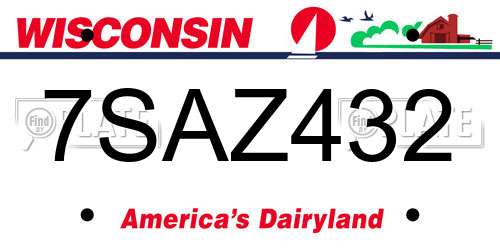 7SAZ432 Wisconsin License Plate
