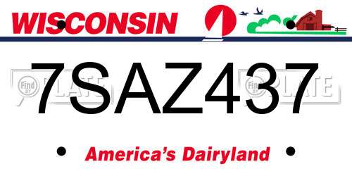 7SAZ437 Wisconsin License Plate