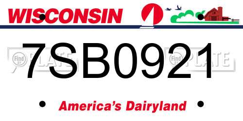 7SB0921 Wisconsin License Plate