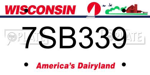 7SB339 Wisconsin License Plate
