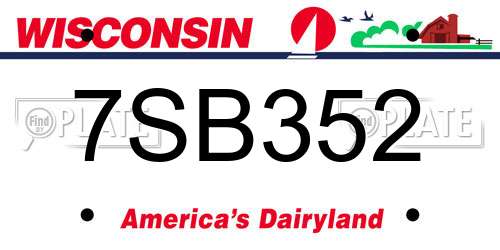 7SB352 Wisconsin License Plate