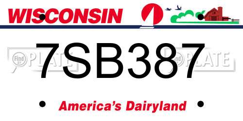 7SB387 Wisconsin License Plate