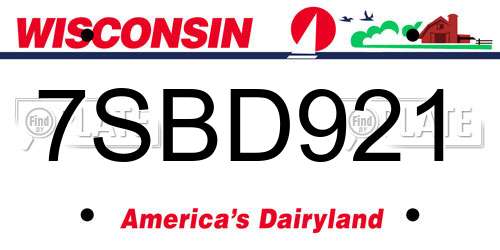 7SBD921 Wisconsin License Plate
