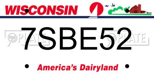7SBE52 Wisconsin License Plate