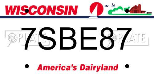 7SBE87 Wisconsin License Plate