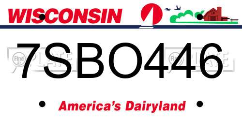 7SBO446 Wisconsin License Plate