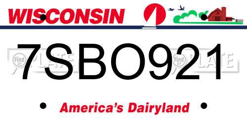 7SBO921 Wisconsin License Plate