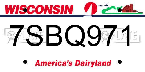 7SBQ971 Wisconsin License Plate