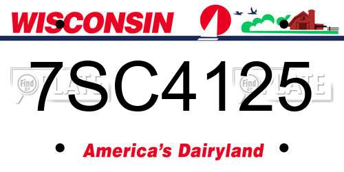 7SC4125 Wisconsin License Plate