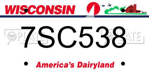 7SC538 Wisconsin License Plate