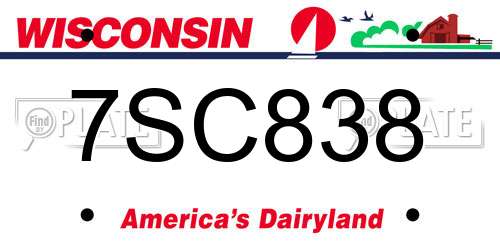 7SC838 Wisconsin License Plate