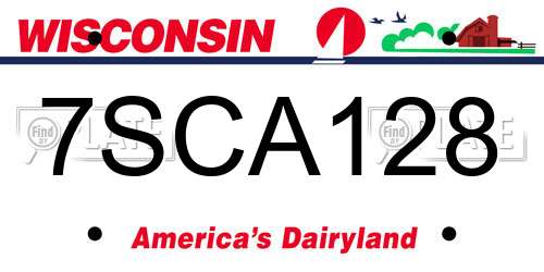 7SCA128 Wisconsin License Plate