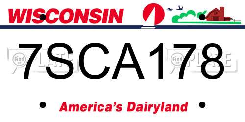 7SCA178 Wisconsin License Plate
