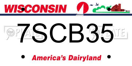 7SCB35 Wisconsin License Plate