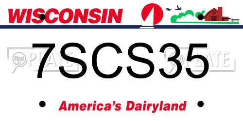 7SCS35 Wisconsin License Plate